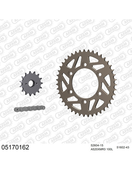Kit chaine 520 AFAM - Couronne alu anti-boue - Type de chaine au choix - DUCATI 600 MONSTER 1995-1997