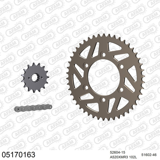Kit chaine 520 AFAM - Couronne alu anti-boue - Type de chaine au choix - DUCATI 600 SS 1998-2001