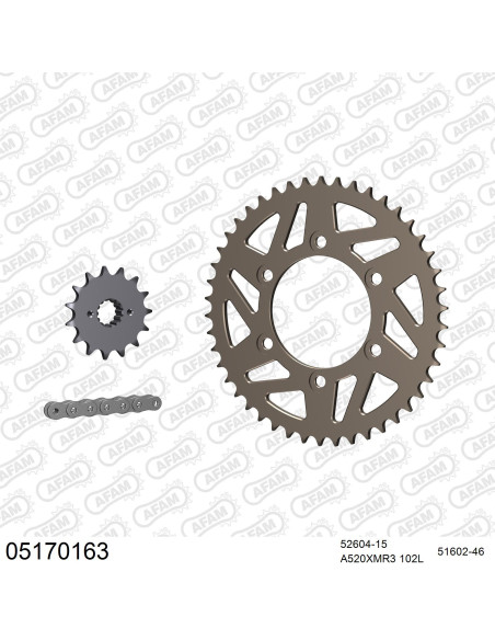 Kit chaine 520 AFAM - Couronne alu anti-boue - Type de chaine au choix - DUCATI 600 SS 1998-2001