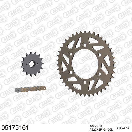 Kit chaine 520 AFAM - Couronne alu anti-boue - Type de chaine au choix - DUCATI MONSTER 695 2006-2008