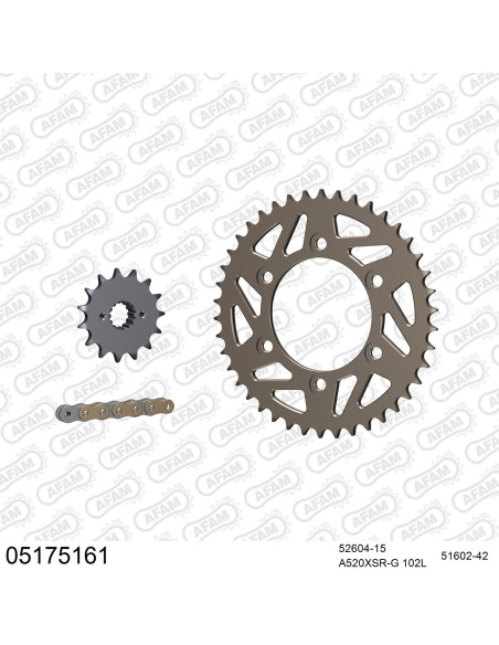 Kit chaine 520 AFAM - Couronne alu anti-boue - Type de chaine au choix - DUCATI MONSTER 695 2006-2008
