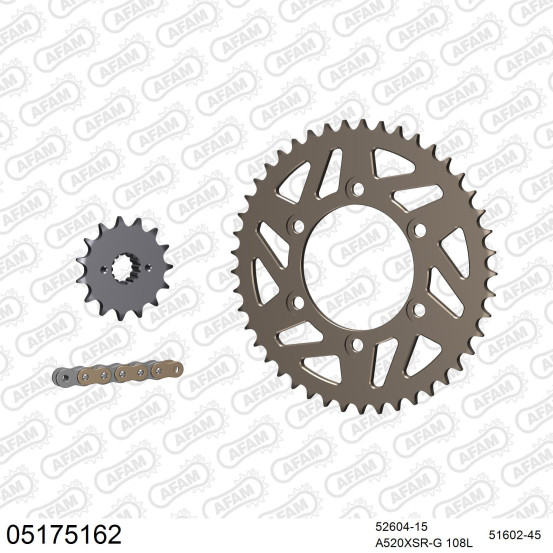 Kit chaine 520 AFAM - Couronne alu anti-boue - Type de chaine au choix - DUCATI 696 MONSTER 2008-2014