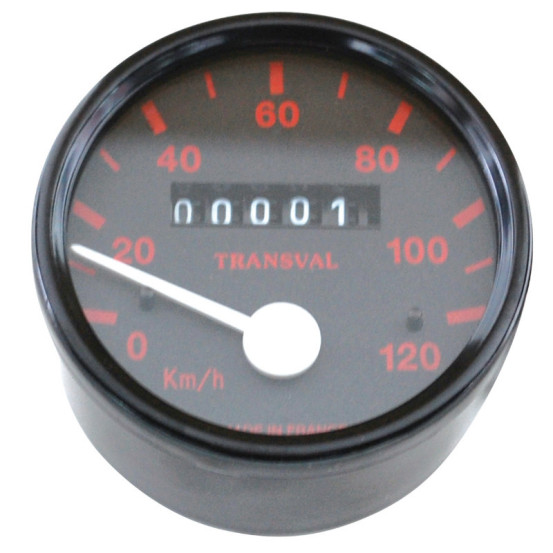 Compteur de vitesse TRANSVAL 120 km/h Peugeot 103 SP (avec entraîneur et câble)
