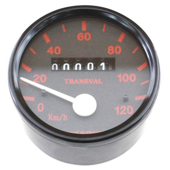Compteur de vitesse TRANSVAL 120 km/h Peugeot 103 SPX / RCX (avec entraîneur et câble)