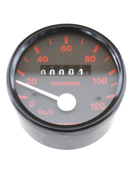 Compteur de vitesse TRANSVAL 120 km/h Peugeot 103 SPX / RCX (avec entraîneur et câble)