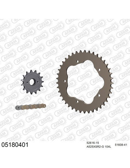 Kit chaine 525 AFAM - Couronne alu anti-boue - Type de chaine au choix - DUCATI 796 HYPERMOTARD EVO 2010-2012