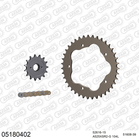 Kit chaine 525 AFAM - Couronne alu anti-boue - Type de chaine au choix - DUCATI 796 MONSTER 2010-2014