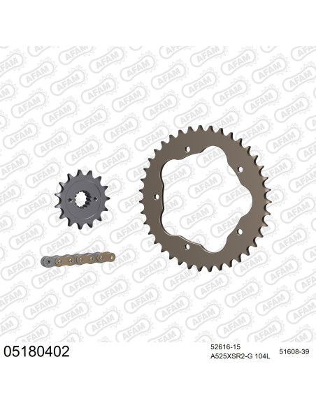 Kit chaine 525 AFAM - Couronne alu anti-boue - Type de chaine au choix - DUCATI 796 MONSTER 2010-2014