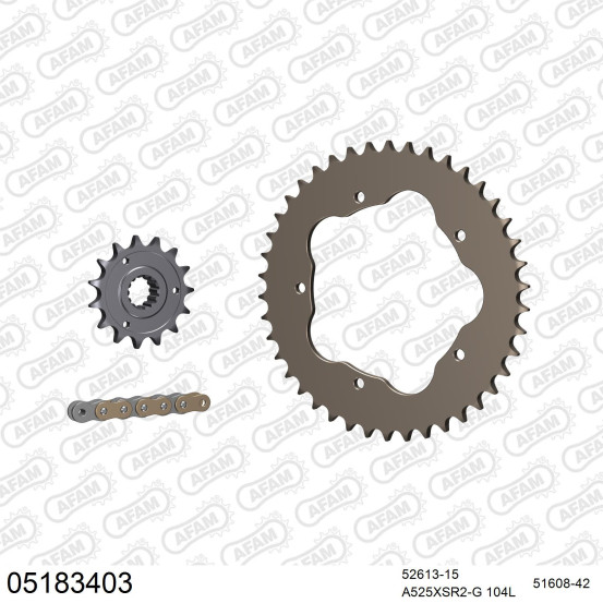 Kit chaine 525 AFAM - Couronne alu anti-boue - Type de chaine au choix - DUCATI 848 STREETFIGHTER 2011-2015