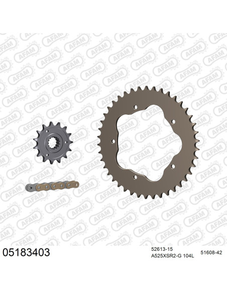 Kit chaine 525 AFAM - Couronne alu anti-boue - Type de chaine au choix - DUCATI 848 STREETFIGHTER 2011-2015