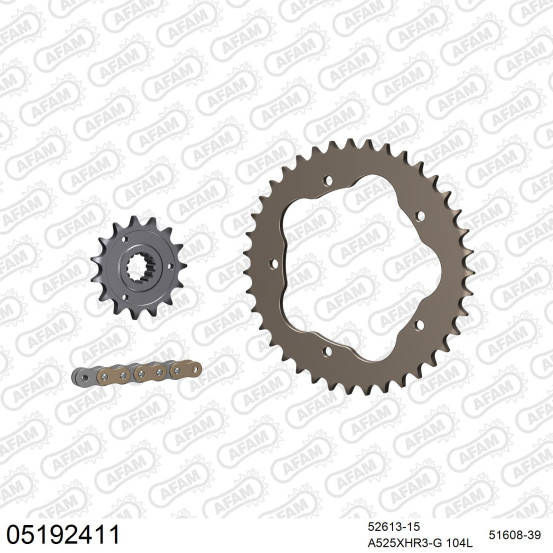 Kit chaine 525 AFAM - Couronne alu anti-boue - Type de chaine au choix - DUCATI 1100 MONSTER EVO 2011-2013