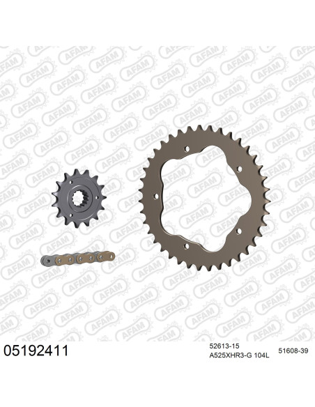 Kit chaine 525 AFAM - Couronne alu anti-boue - Type de chaine au choix - DUCATI 1100 MONSTER EVO 2011-2013