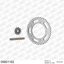 Kit chaine 420 AFAM - Couronne acier - Type de chaine au choix - GILERA 50 EAGLET 1996