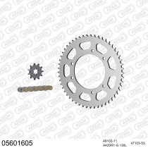 Kit chaine 420 AFAM - Couronne acier - Type de chaine au choix - GILERA 50 RCR 2006-2011