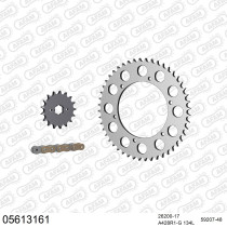 Kit chaine 428 AFAM - Couronne acier - Type de chaine au choix - GILERA 125 COGUAR 1999-2002