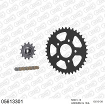 Kit chaine 520 AFAM - Couronne acier - Type de chaine au choix - GILERA 125 MX-1 / MX-R 1988-1992