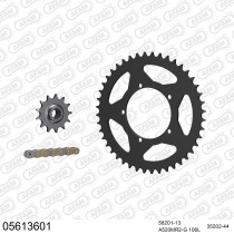 Kit chaine 520 AFAM - Couronne acier - Type de chaine au choix - GILERA 125 XR-1 / XR-2 1989-1993