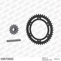 Kit chaine 520 AFAM - Couronne acier - Type de chaine au choix - GILERA 600 XR-T 1988-1989