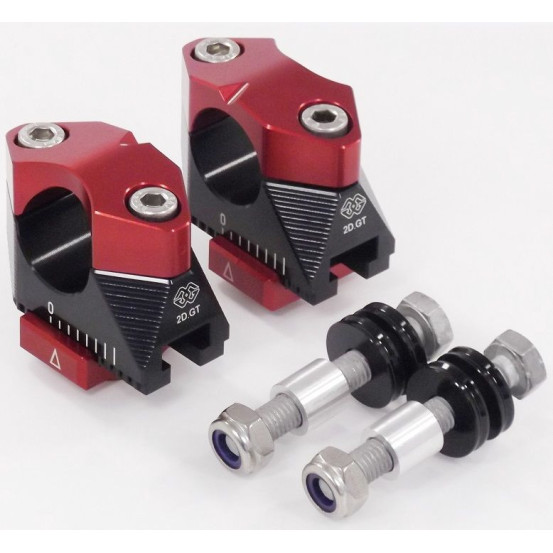 Pontets de guidon réglables diamètre 28,6mm GILLES TOOLING - Noir et Rouge - Yamaha 700 MT-07 2014-2019