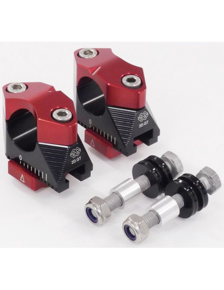 Pontets de guidon réglables diamètre 28,6mm GILLES TOOLING - Noir et Rouge - Yamaha 700 MT-07 2014-2019