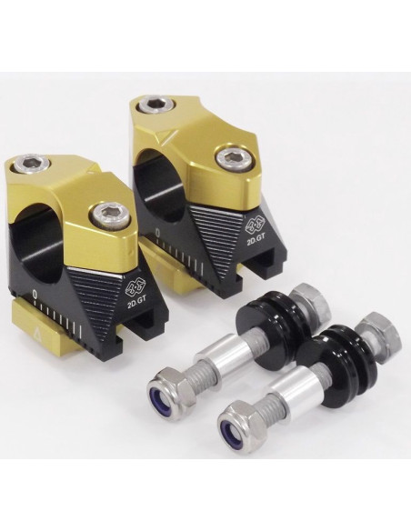 Pontets de guidon réglables diamètre 28,6mm GILLES TOOLING - Noir et Or - Yamaha 850 MT-09 Tracer 2015-2020