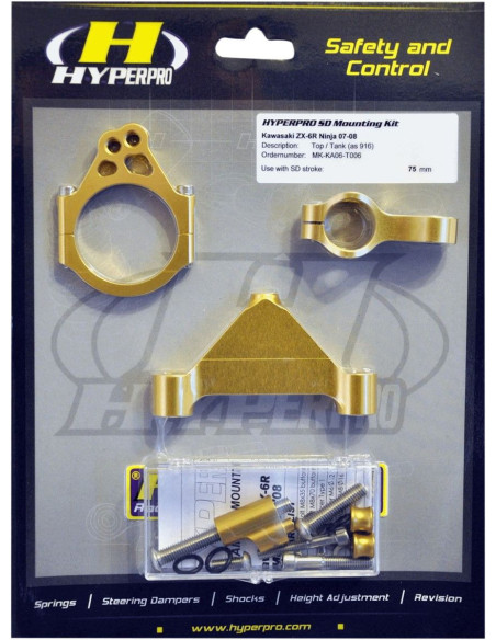 Kit de montage d’amortisseur de direction HYPERPRO - Suzuki 600 GSX-R 2001-2007 - 750 GSX-R 2000-2007 - 1000 GSX-R 2001-2006