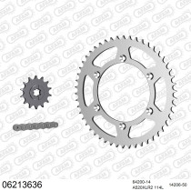 Kit chaine 520 AFAM - Couronne acier - Type de chaine au choix - HUSQVARNA SM 125 1998-2013