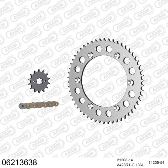 Kit chaine 428 AFAM - Couronne acier - Type de chaine au choix - HUSQVARNA SM 125 4T 2011-2014