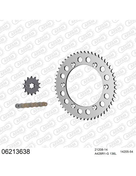 Kit chaine 428 AFAM - Couronne acier - Type de chaine au choix - HUSQVARNA SM 125 4T 2011-2014