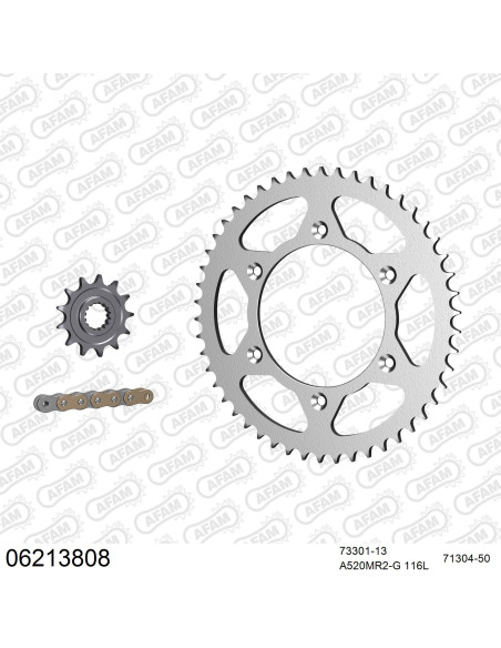 Kit chaine 520 AFAM - Couronne acier - Type de chaine au choix - HUSQVARNA TC 125 2014-2019