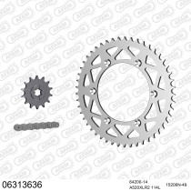 Kit chaine 520 AFAM - Couronne alu anti-boue - Type de chaine au choix - HUSQVARNA SM 125 1998-2013