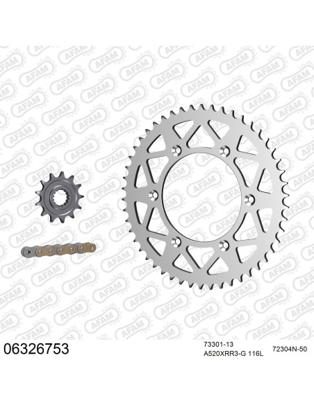 Kit chaine 520 AFAM - Couronne alu - Type de chaine au choix - HUSQVARNA 250 TE 2014-2021