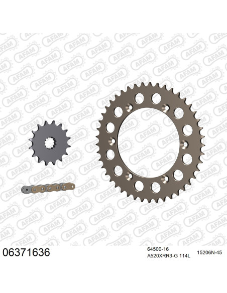 Kit chaine 520 AFAM - Couronne alu anti-boue - Type de chaine au choix - HUSQVARNA SM 610 E / SMS 1998-2006