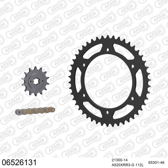 Kit chaine 520 AFAM - Couronne acier - Type de chaine au choix - HYOSUNG 250 GT COMET 2004-2015