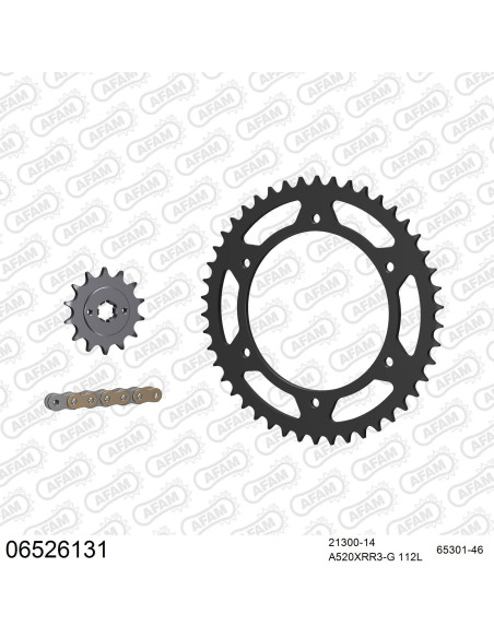 Kit chaine 520 AFAM - Couronne acier - Type de chaine au choix - HYOSUNG 250 GT COMET 2004-2015