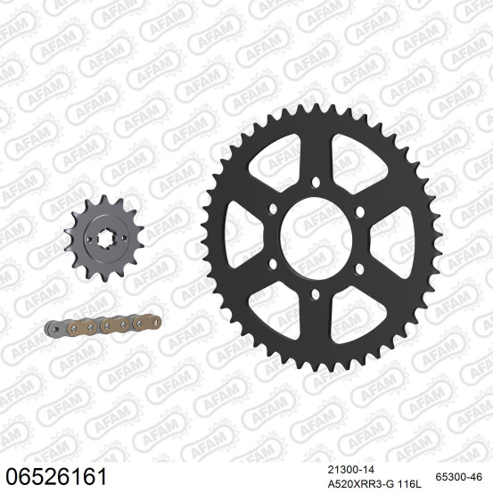 Kit chaine 520 AFAM - Couronne acier - Type de chaine au choix - HYOSUNG 250 GV 2004-2015