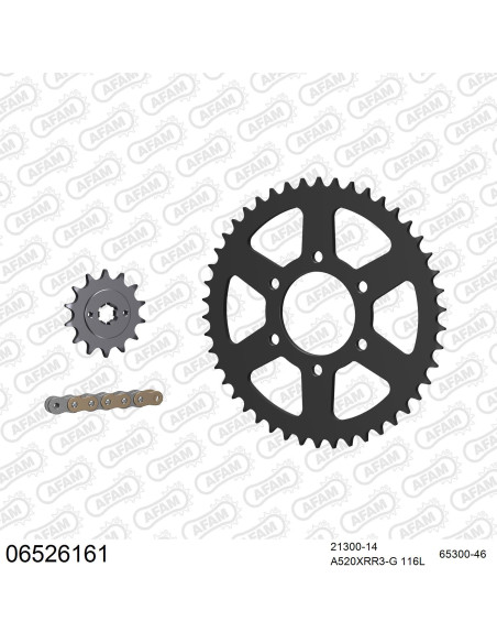 Kit chaine 520 AFAM - Couronne acier - Type de chaine au choix - HYOSUNG 250 GV 2004-2015