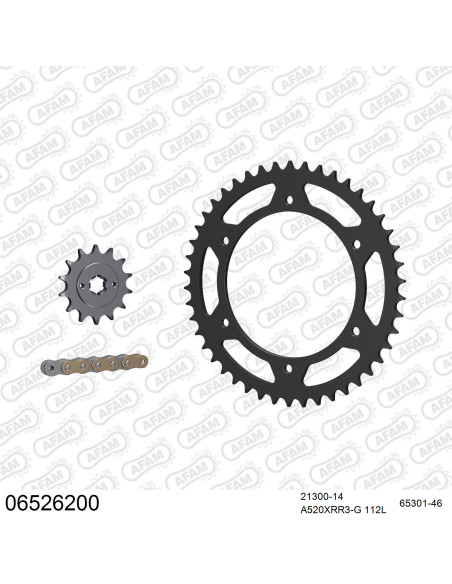 Kit chaine 520 AFAM - Couronne acier - Type de chaine au choix - HYOSUNG 250 GT R 2004-2015