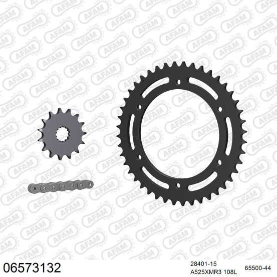 Kit chaine 525 AFAM - Couronne acier - Type de chaine au choix - HYOSUNG GT 650 NAKED 2009-2018