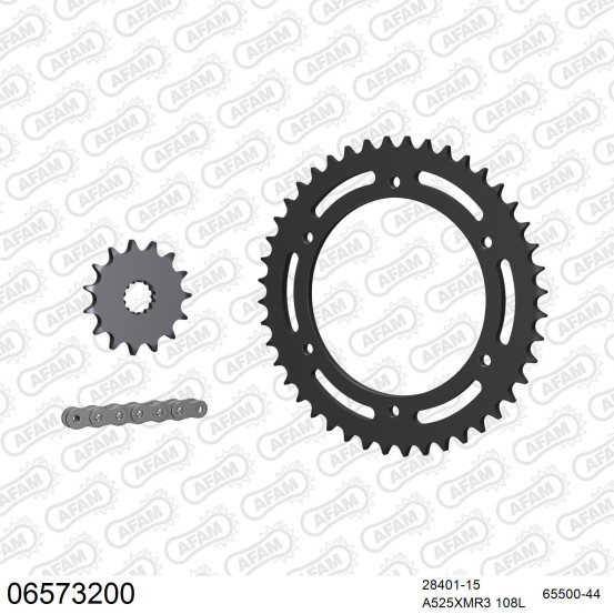 Kit chaine 525 AFAM - Couronne acier - Type de chaine au choix - HYOSUNG GT 650 COMET 2005-2018