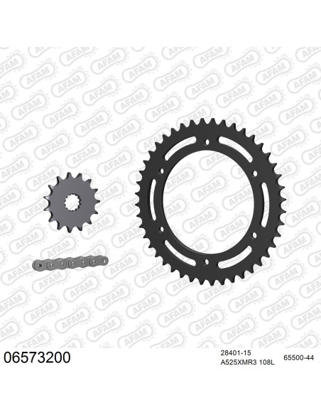 Kit chaine 525 AFAM - Couronne acier - Type de chaine au choix - HYOSUNG GT 650 COMET 2005-2018