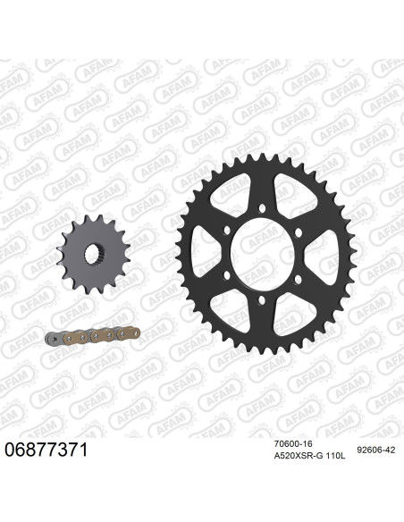 Kit chaine 520 AFAM - Couronne acier - Type de chaine au choix - LAVERDA 750 FORMULA 1998-2001