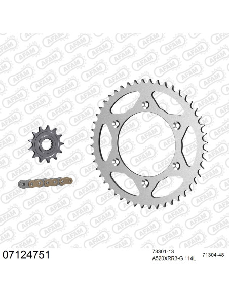 Kit chaine 520 AFAM - Couronne acier - Type de chaine au choix - KTM GS 250 1992-1993