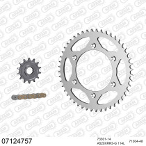 Kit chaine 520 AFAM - Couronne acier - Type de chaine au choix - KTM EXC 250 2004