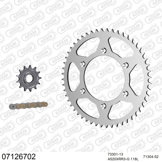 Kit chaine 520 AFAM - Couronne acier - Type de chaine au choix - KTM EXC F 250 2015-2023