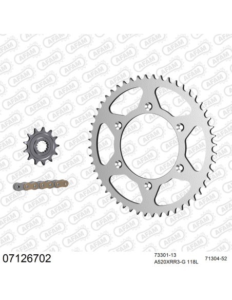 Kit chaine 520 AFAM - Couronne acier - Type de chaine au choix - KTM EXC F 250 2015-2023