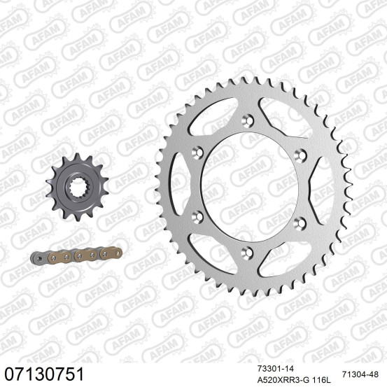 Kit chaine 520 AFAM - Couronne acier - Type de chaine au choix - KTM GS 300 1990-1999