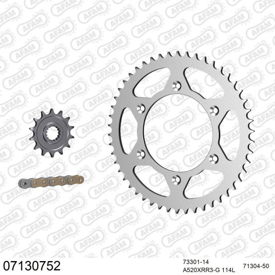 Kit chaine 520 AFAM - Couronne acier - Type de chaine au choix - KTM GS 300 1994-1997