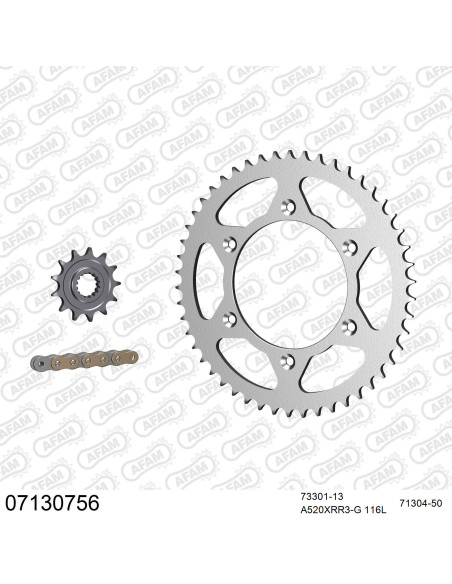 Kit chaine 520 AFAM - Couronne acier - Type de chaine au choix - KTM 300 EXC 2007-2023