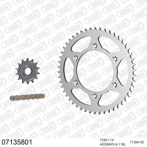 Kit chaine 520 AFAM - Couronne acier - Type de chaine au choix - KTM 350 SX F 2010-2019
